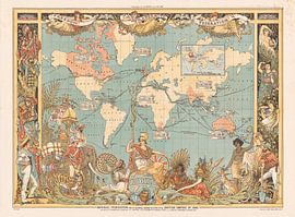 Carte du monde illustrant l'étendue de l'Empire britannique en 1886, Walter Crane