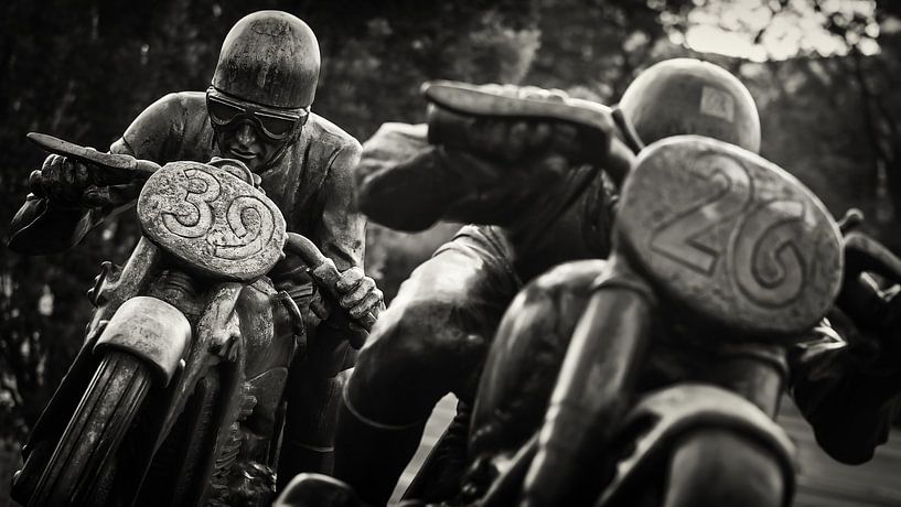Black and White Photography: AVUS Berlin / Motorradfahrer by Alexander Voss