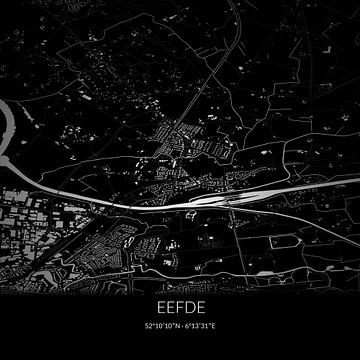 Zwart-witte landkaart van Eefde, Gelderland. van Rezona