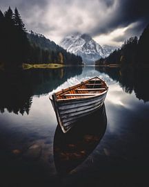 Boat in the mountain lake