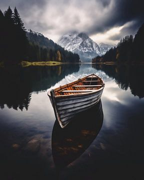 Boot in het bergmeer van fernlichtsicht