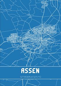 Blaupause | Karte | Assen (Drenthe) von Rezona