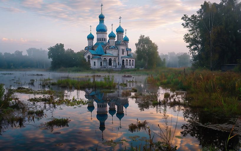 Kirche glänzt im Schein von fernlichtsicht