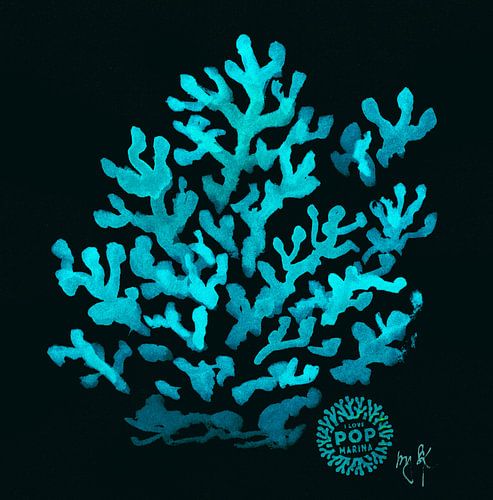 I LOVE POP MARINA - Corallo azzurro su nero