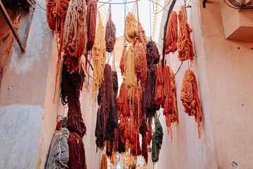 Textiles in streets of Marrakech by sonja koning