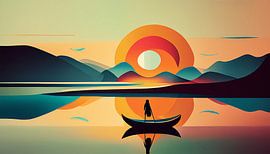 Kunst met zonsondergang