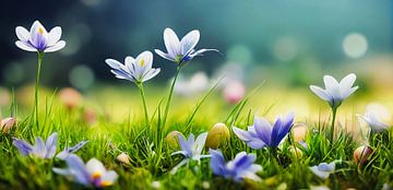 Illustration d'une prairie fleurie au printemps sur Animaflora PicsStock