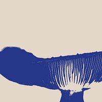 Kinoko - Paddenstoel Minimalistisch abstract Kobalt Blauw