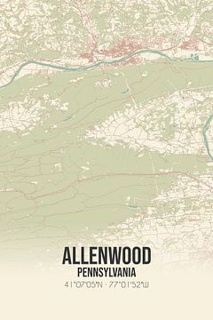 Vintage landkaart van Allenwood (Pennsylvania), USA. van Rezona