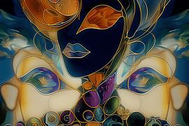 Frauenporträt mit Goldrand