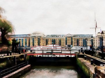 Sluis ingang St Katharine Docks Londen van Dorothy Berry-Lound