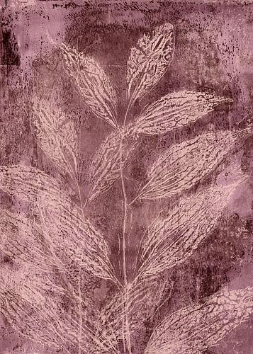 Bladeren in donkerroze en bruin. Modern abstract botanisch