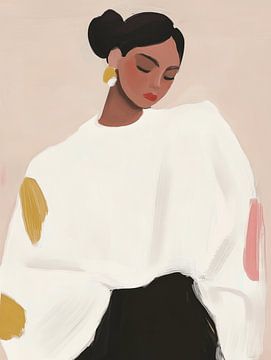 Moderne illustratie, portret in pastelkleuren van Carla Van Iersel
