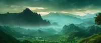 Panorama Juravallei Bergen in de Mist Illustratie