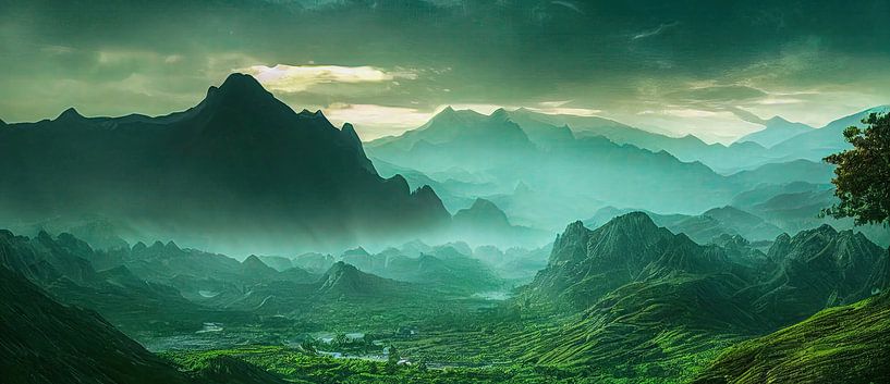 Panorama Juratal Berge im Nebel Illustration von Animaflora PicsStock