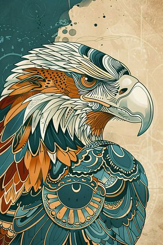 Gedetailleerde illustratie van adelaar met patronen