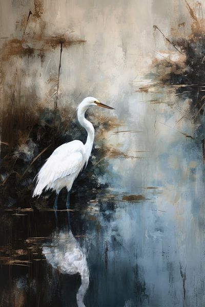 Egret In Lake by Treechild