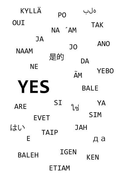 The word &quot; YES &quot; in different languages by Claudia Evans