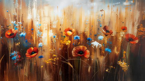 Stimmungsvolles Kornfeld mit Mohn- und Kornblumen von Studio Pieternel