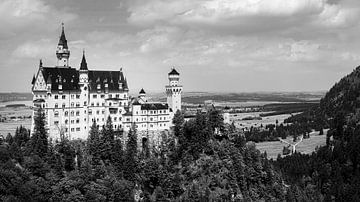 Neuschwanstein in Schwarz-weiß