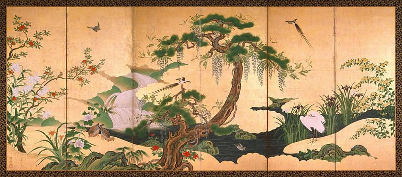 Vögel und Blumen des Frühlings und Sommers, Kanō Einō von Meisterhafte Meister