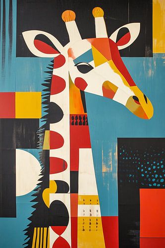 Abstracte giraffe met kleurvlakken