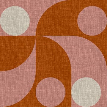 Modern abstract retro  geometric shapes in earthy tints: pink, white, orange by Dina Dankers
