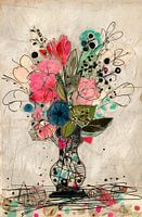 Florale Fantasie mit Linien und Farben