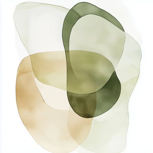Abstracte vormen olijfgroen zachte kleuren