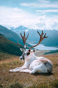 Rendieren in een schilderachtig landschap van Poster Art Shop