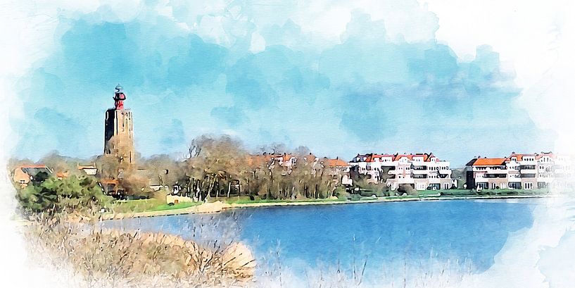 Watercolour image of the Westkappel creek, Walcheren, Zeeland by Danny de Klerk