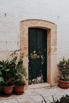 Italië | Puglia | Bari | Pastel italiaans huis | groene deur | urban jungle van Iris van Tricht
