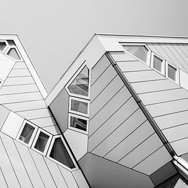 Würfelhäuser in Rotterdam in schwarz-weiß von Sanne Dost