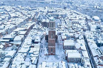 Zwolle Peperbus church tower during a cold winter sunset by Sjoerd van der Wal Photography