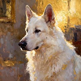 White Swiss Shepherd dog 1 by Johannas Art Creations