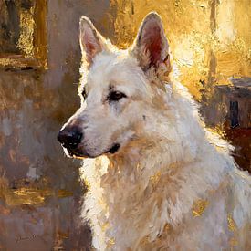 White Swiss Shepherd dog 1 by Johannas Art Creations