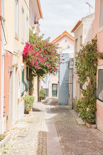 Pastel Coloured Street in Cascais - Portugal Photography by Henrike Schenk