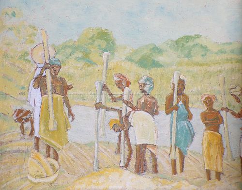 Erinnerung an Afrika, Getreidedreschen in Moriki- Skoto State von Matthias Bertram