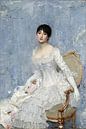 Jonge dame in het wit, Paul César Helleu van Meesterlijcke Meesters thumbnail