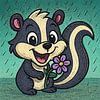 Fröhliches Stinktier im Regen von Jose Lok