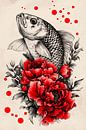 Vissen en rozen in een harmonieus samenspel van Poster Art Shop thumbnail