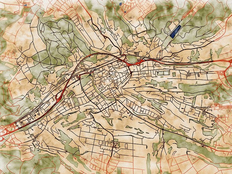 Map of Schwäbisch Gmünd with the style 'Serene Summer' by Maporia