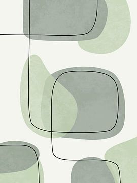 Abstract shapes with line, green tones by Studio Miloa