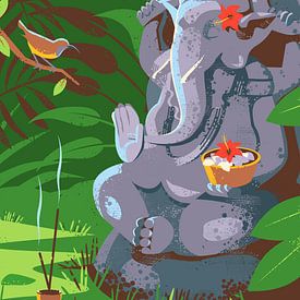 Ganesh in a Balinese Garden by Eduard Broekhuijsen