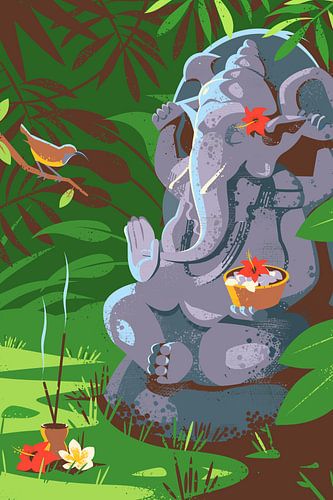 Ganesh in einem balinesischen Garten von Eduard Broekhuijsen