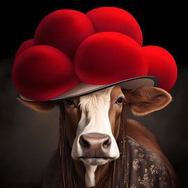 Vache de la Forêt-Noire avec chapeau à bollen sur YArt