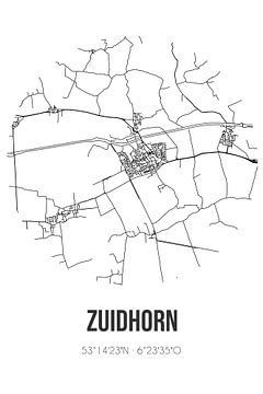 Zuidhorn (Groningen) | Karte | Schwarz und Weiß von Rezona