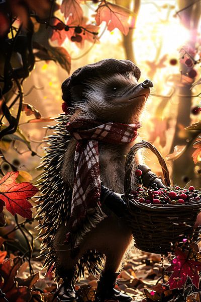 Hérisson mignon dans un décor d'automne par Imperial Art House