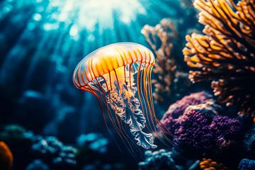 Wunder der Unterwasserwelt: Qualle von Poster Art Shop
