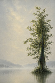 Einsame Bambusinsel Indonesien I Minimalistische Kunst von Vínculae